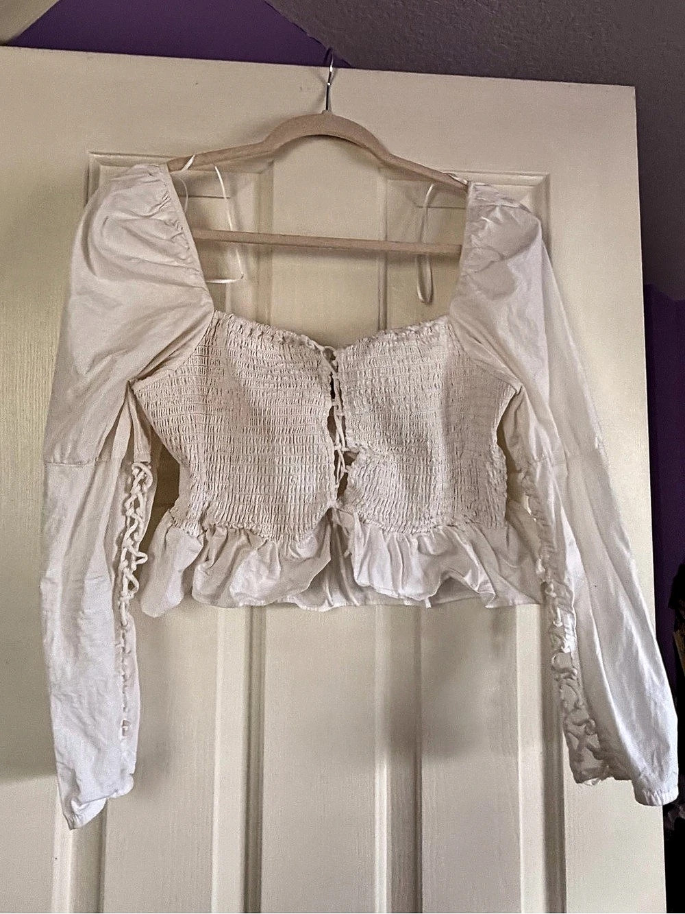 GUESS White Smocked Blouse Size XL Like New